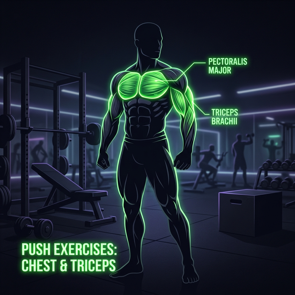 Músculos de empuje: pecho y tríceps